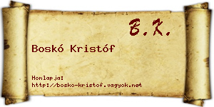 Boskó Kristóf névjegykártya